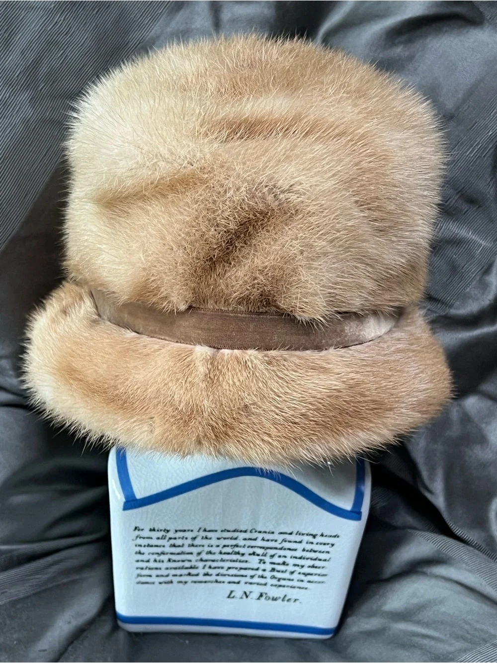 Women's Blonde Mink Fur Cloche Hat with Bow